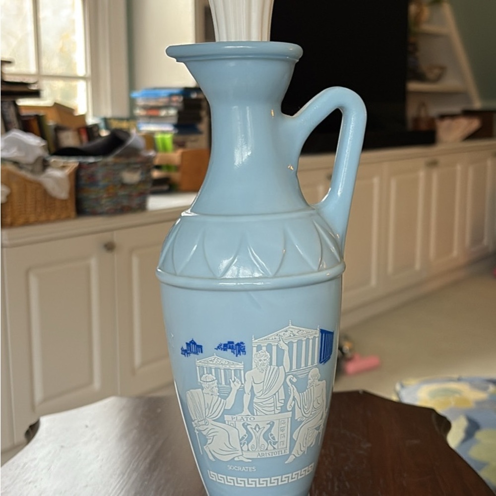 Vintage Jim Beam Blue Milk Glass Decorative Decanter. 1961.